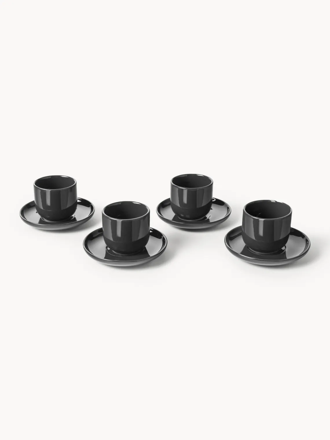 Outlet Tazas de café espresso de porcelana con platitos Nessa, 4 uds. Tazas De Espresso|Vajillas Completas