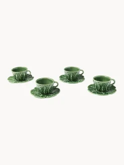 Outlet Tazas de café XS pintadas a mano con platillos Cabbage, 4 uds. Tazas Y Mugs|Vajillas Completas