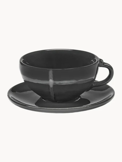Tazas De Espresso|Vajillas Completas>SERAX Tazas de espresso de porcelana con esmalte reactivo Zuma, 2 uds. Negro y gris claro brillante