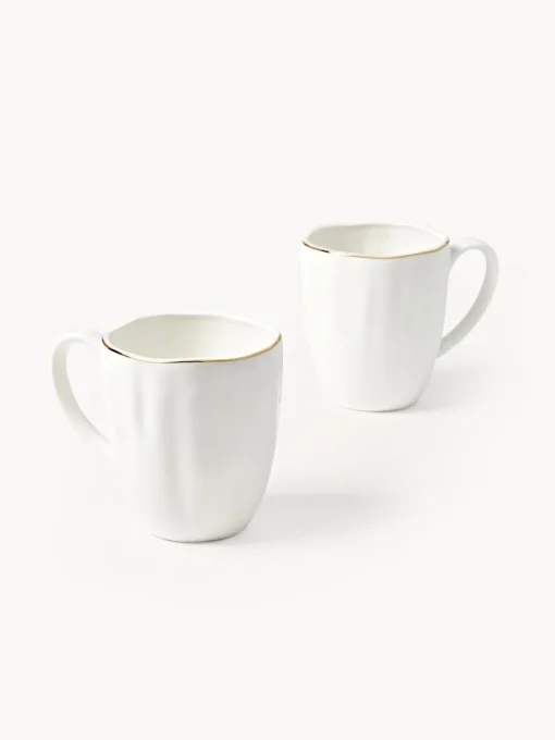 Tazas Y Mugs|Vajillas Completas>Westwing Collection Tazas de porcelana con relieves Sali, 2 uds.