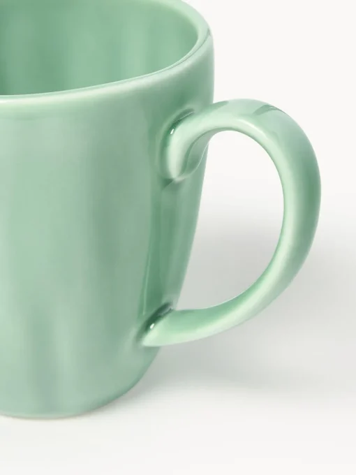 Tazas Y Mugs|Vajillas Completas>Westwing Collection Tazas de porcelana con relieves Sali, 4 uds. Verde menta