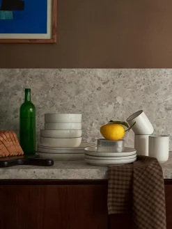 Tazas Y Mugs|Vajillas Completas>Westwing Collection Tazas de porcelana Facile, 2 uds. Blanco Off White con borde negro