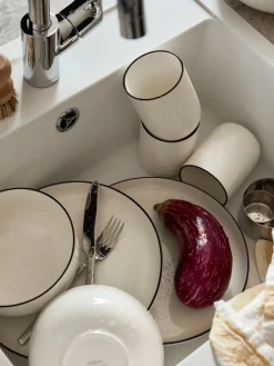 Tazas Y Mugs|Vajillas Completas></noscript>Westwing Collection Tazas de porcelana Facile, 2 uds. Blanco Off White con borde negro