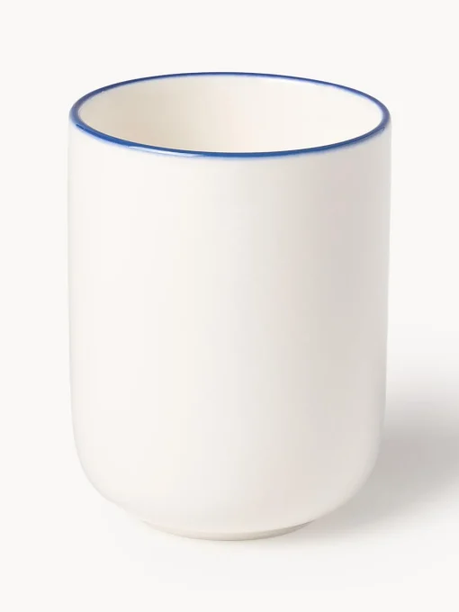 Tazas Y Mugs|Vajillas Completas>Westwing Collection Tazas de porcelana Facile, 2 uds. Blanco Off White con borde azul oscuro