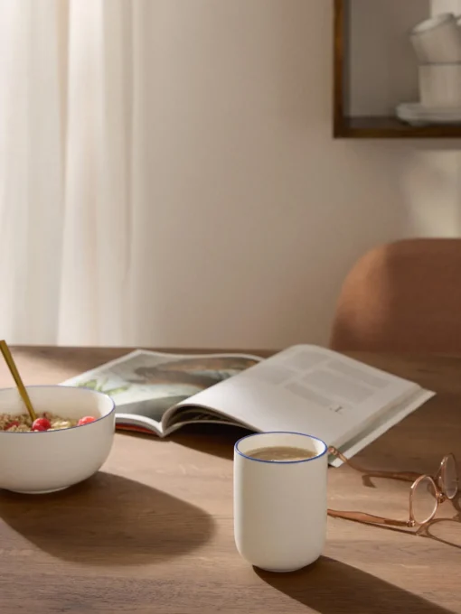 Tazas Y Mugs|Vajillas Completas>Westwing Collection Tazas de porcelana Facile, 2 uds. Blanco Off White con borde azul oscuro