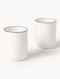 Tazas Y Mugs|Vajillas Completas></noscript>Westwing Collection Tazas de porcelana Facile, 2 uds. Blanco Off White con borde azul oscuro