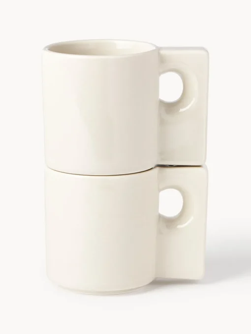 Tazas Y Mugs|Vajillas Completas>Westwing Collection Tazas de porcelana Keira, 2 uds. Blanco Off White