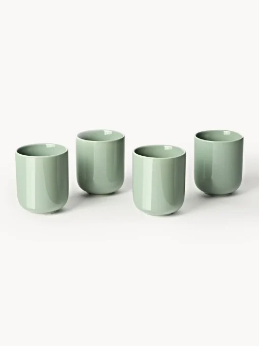 Tazas Y Mugs|Vajillas Completas>Westwing Collection Tazas de porcelana Nessa, 4 uds. Verde salvia brillante