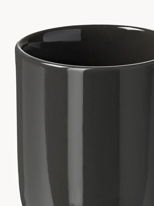 Tazas Y Mugs|Menaje De Mesa>Westwing Collection Tazas de porcelana Nessa, 4 uds. Gris oscuro brillante