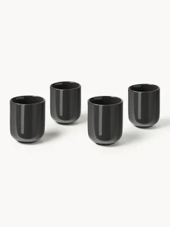 Tazas Y Mugs|Menaje De Mesa></noscript>Westwing Collection Tazas de porcelana Nessa, 4 uds. Gris oscuro brillante