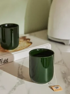 Tazas Y Mugs|Vajillas Completas>Westwing Collection Tazas de porcelana Nessa, 4 uds. Verde oscuro brillante