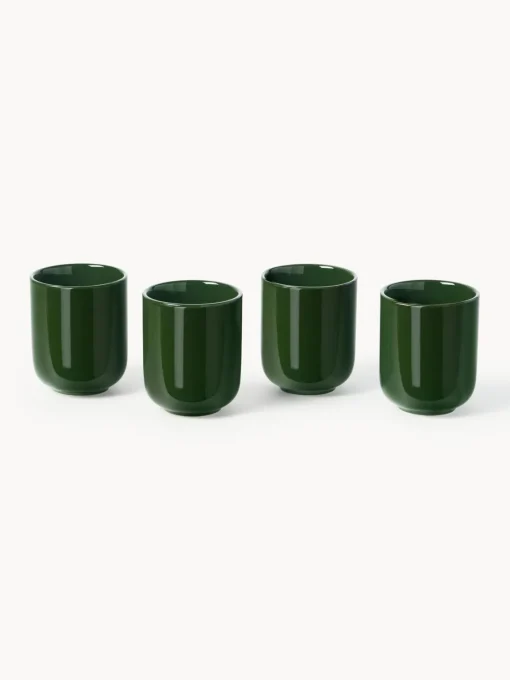 Tazas Y Mugs|Vajillas Completas>Westwing Collection Tazas de porcelana Nessa, 4 uds. Verde oscuro brillante