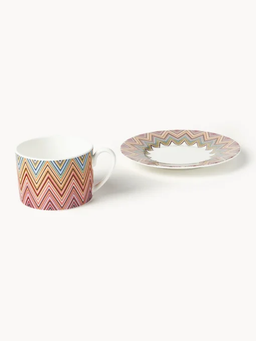 Tazas Y Mugs|Vajillas Completas>Missoni Tazas de té con platitos Jarris, 6 uds. Blanco, lila, amarillo y tonos azules