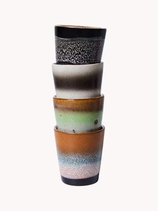 Outlet Tazas espresso artesanales de gres 70's, 4 uds. Tazas De Espresso|Vajillas Completas