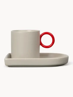 Hot Tazas espresso con platitos de porcelana Niki, 2 uds. Tazas De Espresso|Vajillas Completas
