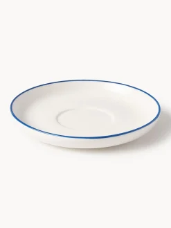 Tazas De Espresso|Vajillas Completas></noscript>Westwing Collection Tazas espresso con platitos de porcelana Facile, 2 uds. Blanco Off White con borde azul oscuro