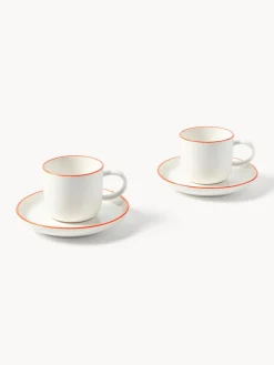 New Tazas espresso con platitos de porcelana Facile, 2 uds. Tazas De Espresso|Vajillas Completas