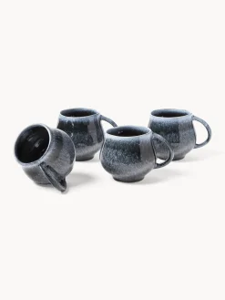Tazas Y Mugs|Vajillas Completas></noscript>Westwing Collection Tazas grandes artesanales Macey, 4 uds. Tonos grises azules brillante
