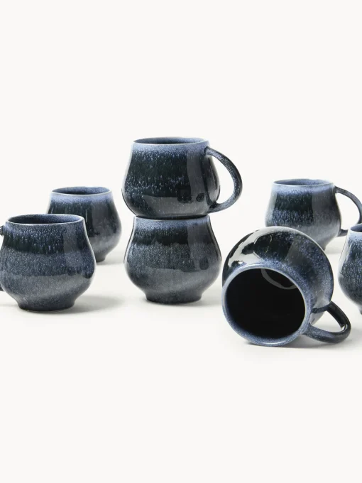 Tazas Y Mugs|Vajillas Completas>Westwing Collection Tazas grandes artesanales Macey, 4 uds. Tonos grises azules brillante