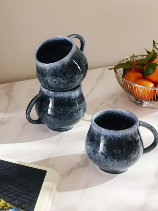 Tazas Y Mugs|Vajillas Completas>Westwing Collection Tazas grandes artesanales Macey, 4 uds. Tonos grises azules brillante