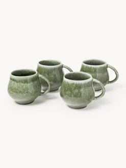 Tazas Y Mugs|Vajillas Completas></noscript>Westwing Collection Tazas grandes artesanales Macey, 4 uds. Tonos verdes brillantes