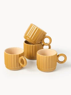 Tazas Y Mugs|Vajillas Completas></noscript>Westwing Collection Tazas Napari, 4 uds. Ocre, mostaza