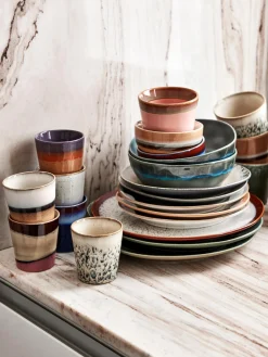 Tazas Y Mugs|Vajillas Completas>HKLIVING Tazas pequeñas artesanales 70's, 4 uds. Tonos beige y verdes salvia