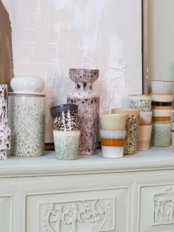 Tazas Y Mugs|Vajillas Completas></noscript>HKLIVING Tazas pequeñas artesanales 70's, 4 uds. Tonos beige y verdes salvia
