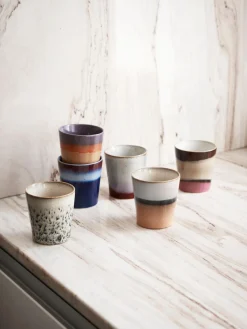 Tazas Y Mugs|Vajillas Completas></noscript>HKLIVING Tazas pequeñas artesanales 70's, 4 uds. Tonos beige y verdes salvia