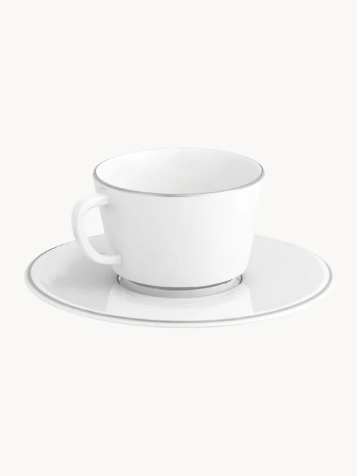 Tazas Y Mugs|Vajillas Completas>Meissen Tazas pequeñas con platitos de porcelana con borde platino pintado a mano Vitruv, 2 uds.