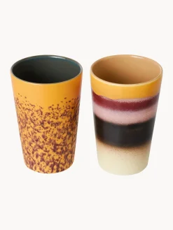 New Tazas XL pintadas a mano 70's, 2 uds. Tazas Y Mugs|Vajillas Completas