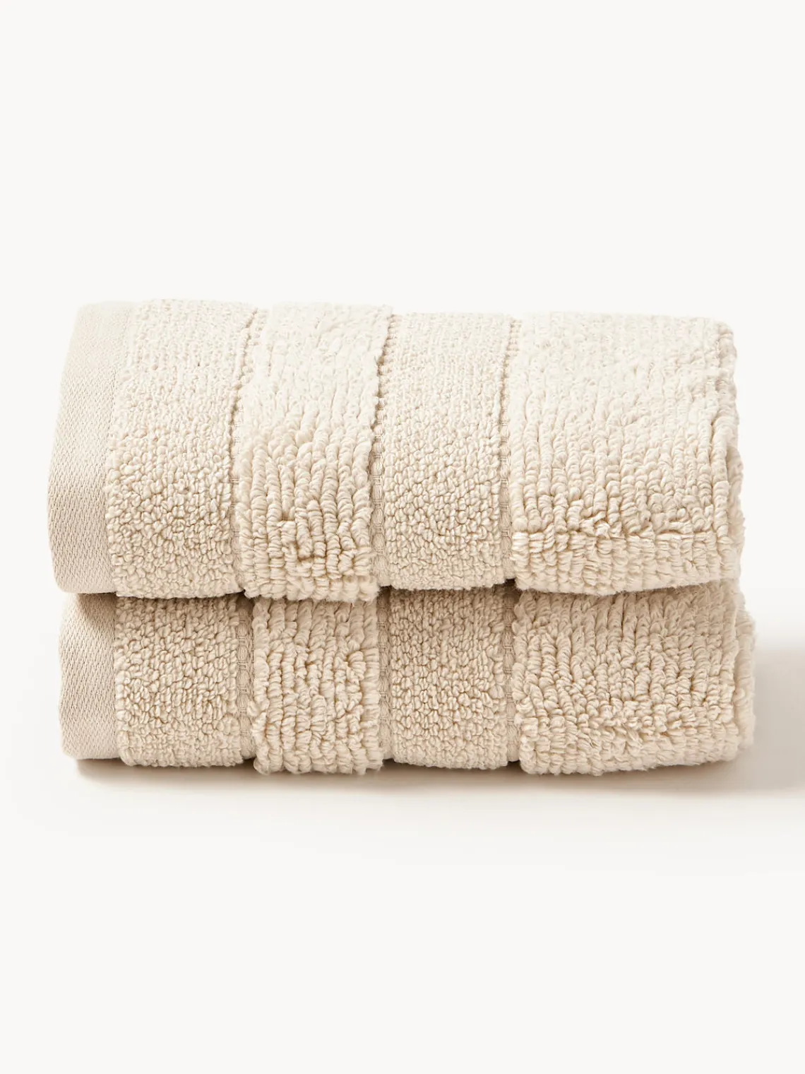 Toallas|Mantas>Westwing Collection Toalla con borde a rayas Luxe, tamaños diferentes Beige claro