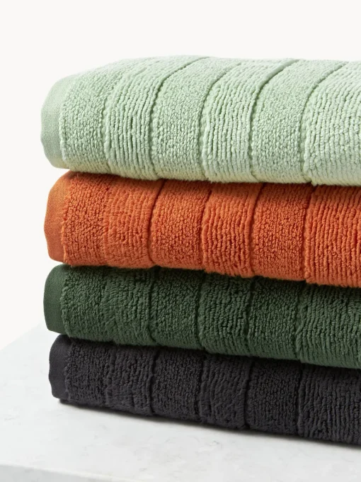 Toallas|Toallas>Westwing Collection Toalla con borde a rayas Luxe, tamaños diferentes Gris antracita
