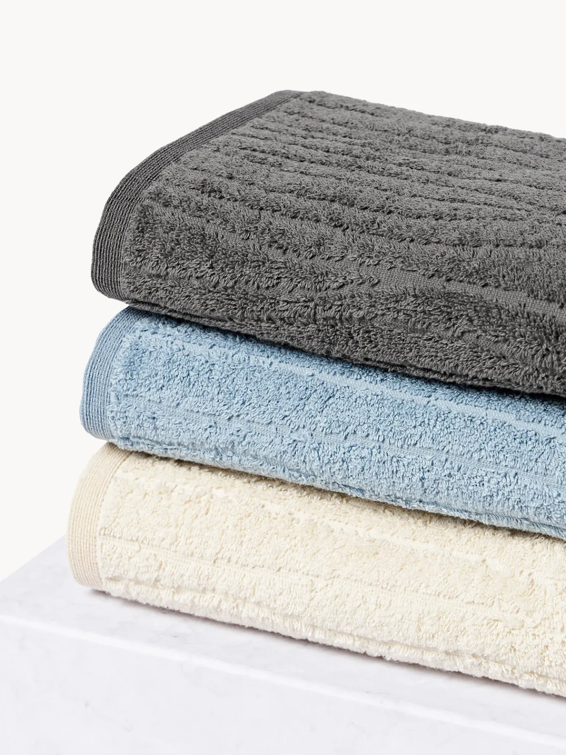 Toallas|Mantas>Westwing Collection Toalla de algodón Audrina, tamaños diferentes Beige claro