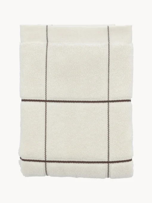 Toallas|Mantas>Södahl Toalla de mano Vista Blanco Off White, marrón oscuro