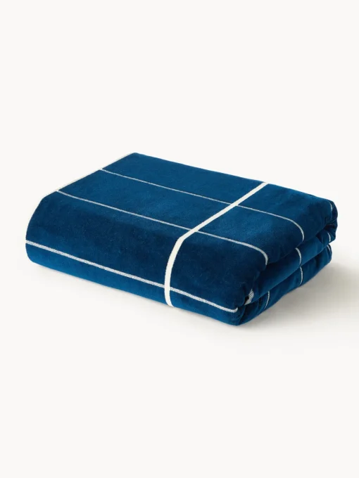 Toallas De Playa|Mantas>Westwing Collection Toalla de playa a rayas All Year Azul oscuro, blanco Off White, naranja