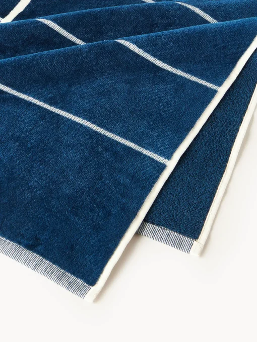 Toallas De Playa|Mantas>Westwing Collection Toalla de playa a rayas All Year Azul oscuro, blanco Off White, naranja