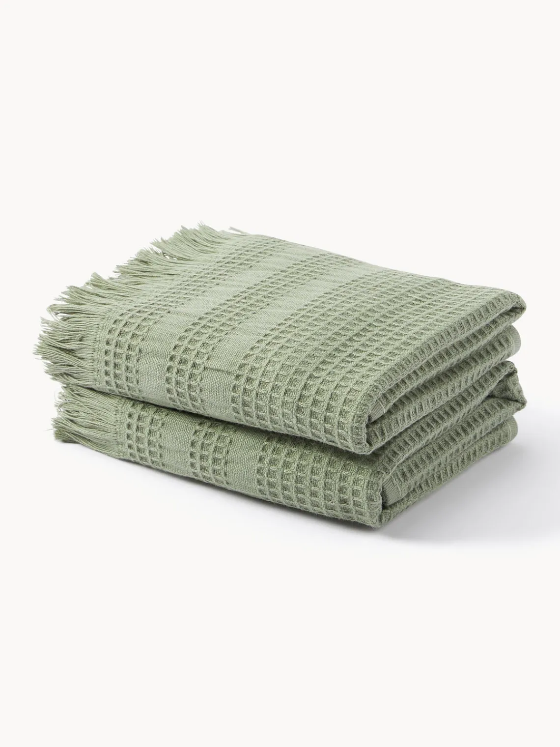 Toallas|Mantas>Westwing Collection Toalla tipo gofre Yara, tamaños diferentes Verde oliva