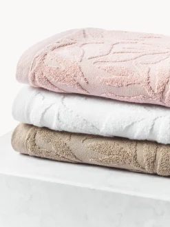 Clearance Toallas de algodón con relieves Leaf, tamaños diferentes Toallas|Toallas