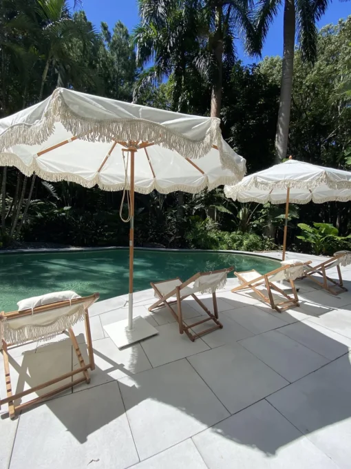 Tumbonas|Muebles De Jardín>Business & Pleasure Tumbona plegable con flecos Sling Blanco, madera