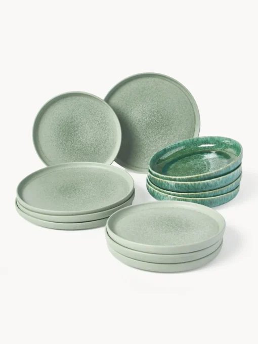 Best Vajilla artesanal con esmalte reactivo Pam, 4 comensales (12 pzas.) Vajillas Completas|Menaje De Mesa