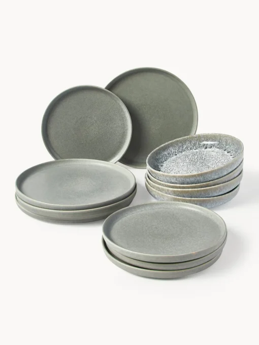 Clearance Vajilla artesanal con esmalte reactivo Pam, 4 comensales (12 pzas.) Vajillas Completas|Menaje De Mesa