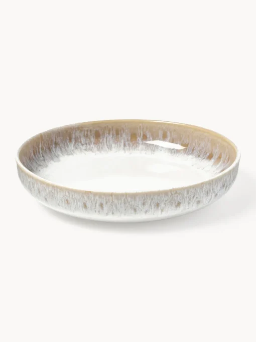Vajillas Completas|Menaje De Mesa>Westwing Collection Vajilla artesanal con esmalte reactivo Danza, 4 comensales (12 pzas.) Blanco, tonos beige, con gradiente de color