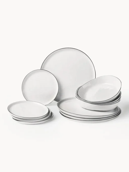 Sale Vajilla artesanal de porcelana Salt, 4 comensales (12 pzas.) Vajillas Completas|Menaje De Mesa
