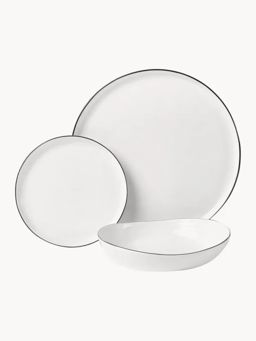 Sale Vajilla artesanal de porcelana Salt, 4 comensales (12 pzas.) Vajillas Completas|Menaje De Mesa