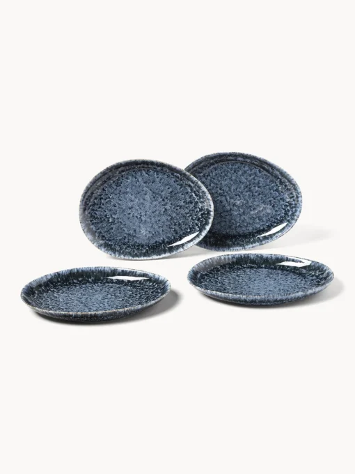 Vajillas Completas|Menaje De Mesa>Westwing Collection Vajilla artesanal en forma orgánica Macey, 4 comensales (12 pzas.) Tonos grises azulados brillantes