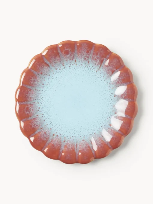 Vajillas Completas|Menaje De Mesa>Westwing Collection Vajilla artesanal Marguerite, 4 comensales, 12 pzas. Terracota, azul claro