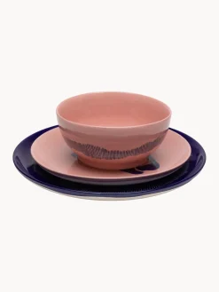 Vajillas Completas|Menaje De Mesa>SERAX Vajilla con esmalte reactivo Feast , 4 comensales (12 pzas.) Rosa oscuro, azul oscuro, blanco