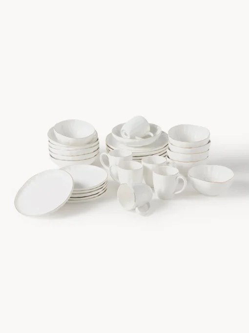 Clearance Vajilla de porcelana con relieves Sali, 6 comensales (30 pzas.) Vajillas Completas|Menaje De Mesa