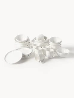 Vajillas Completas|Menaje De Mesa>Westwing Collection Vajilla de porcelana con relieves Sali, 6 comensales (30 pzas.) Blanco